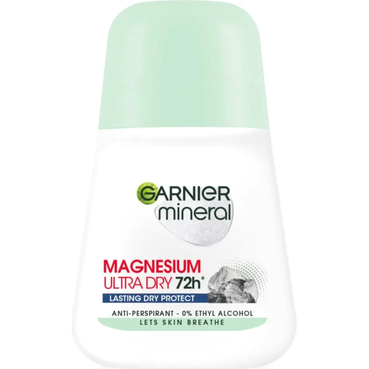 Garnier Mineral Magnesium Ultra Dry, Antitranspirant-Deoroller 50 ml, langanhaltender Schutz gegen Schweiß und Körpergeruch, alkoholfrei