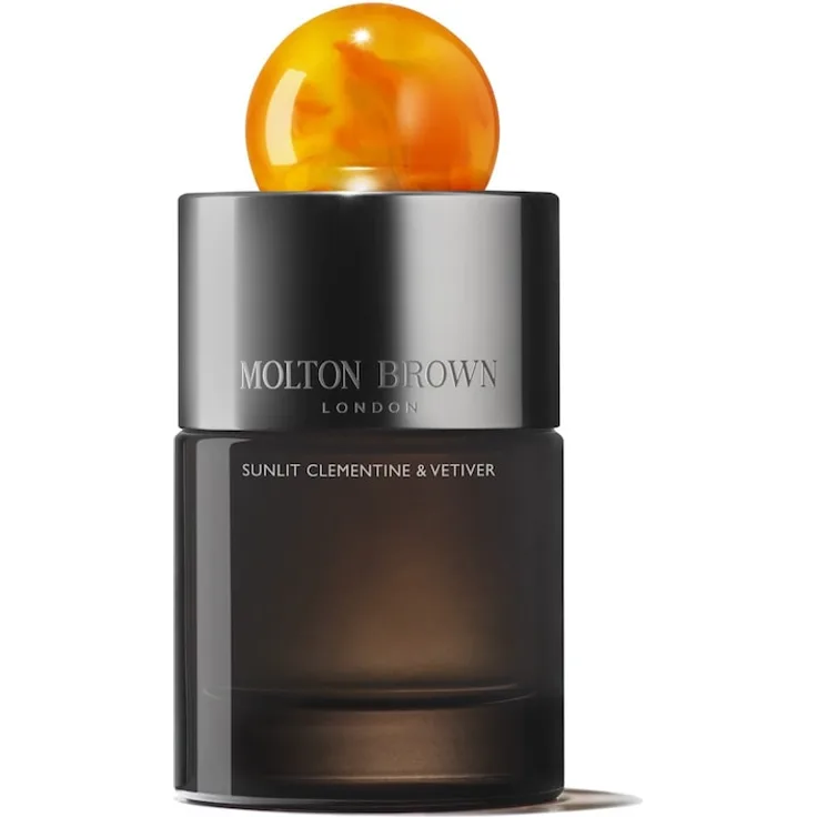 Molton Brown Sunlit Clementine & Vetiver Eau de Parfum, Unisex-Duft 100 ml im schwarzen Flakon mit goldfarbenem Kugeldeckel