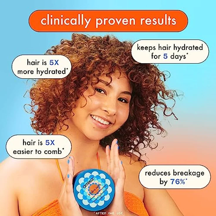 Amika Hydro Rush Intense Moisture Mask, 250 ml, Feuchtigkeitsmaske mit Hyaluronsäure & Sanddorn für trockenes Haar, 5 Tage intensive Feuchtigkeit, entwirrend – Bild 3