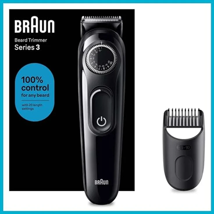 Braun Series 3 BT3400 Barttrimmer & Haarschneider, 0,5–10 mm, 20 Längeneinstellungen, 50 Min Akku, Edelstahlklingen – Bild 7