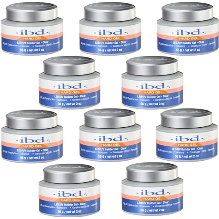 IBD Hard Gel – LED/UV Builder Gel Clear, 10er Pack (10 x 56 g), geruchlos, formaldehyd- und toluolfrei, MADE IN USA – Bild 1