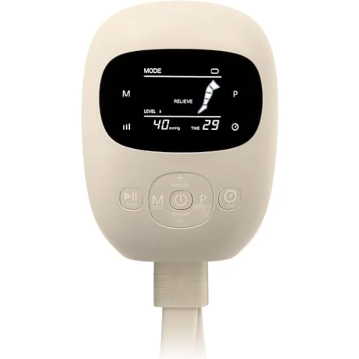 Medivon Lymphmassagegerät Lumina, kabelloses Beinmassagegerät mit 5 Luftkammern, 6 Massagemodi und 12 Intensitätsstufen für Waden und Oberschenkel – Bild 3