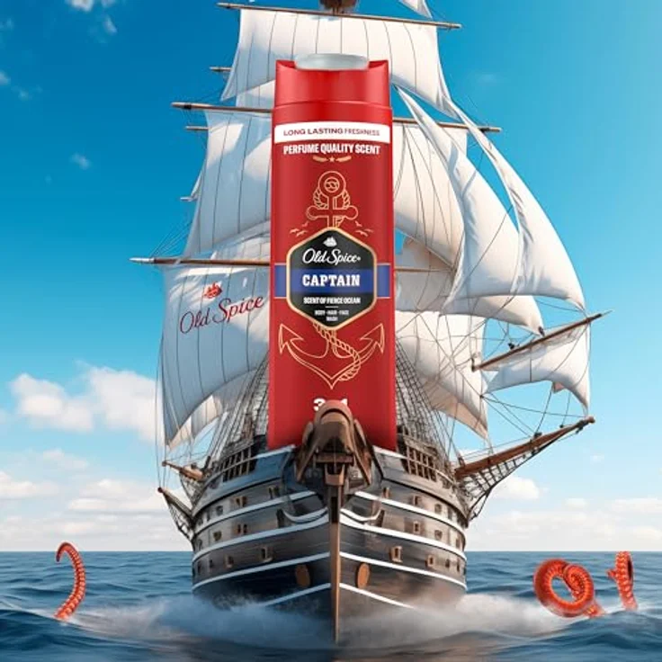 Old Spice Captain 3-in-1 Duschgel & Shampoo für Männer (250 ml), lang anhaltend Frisch, Zitrone, Sandelholz und Seeluft – Bild 5