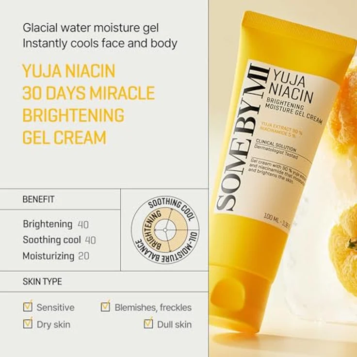 SOME BY MI 2024 Yuja Niacin Brightening Moisture Gel Cream, 100 ml, mit 10 Vitaminen, für ein stumpfes Aussehen, FSC-zertifiziert – Bild 2