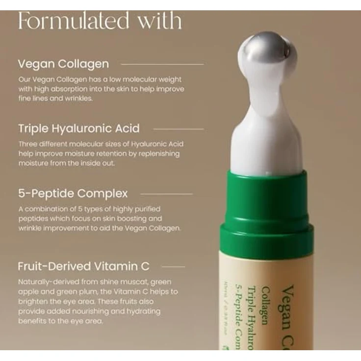 AXIS-Y Vegan Collagen Eye Serum with Triple Hyaluronic Acid & 5-Peptide Complex | Anti-Aging, Fine Line Reduction, Brightening | Vegan & Cruelty-Free Korean Skin Care | 10ml / 0.33 fl. oz. – Bild 2