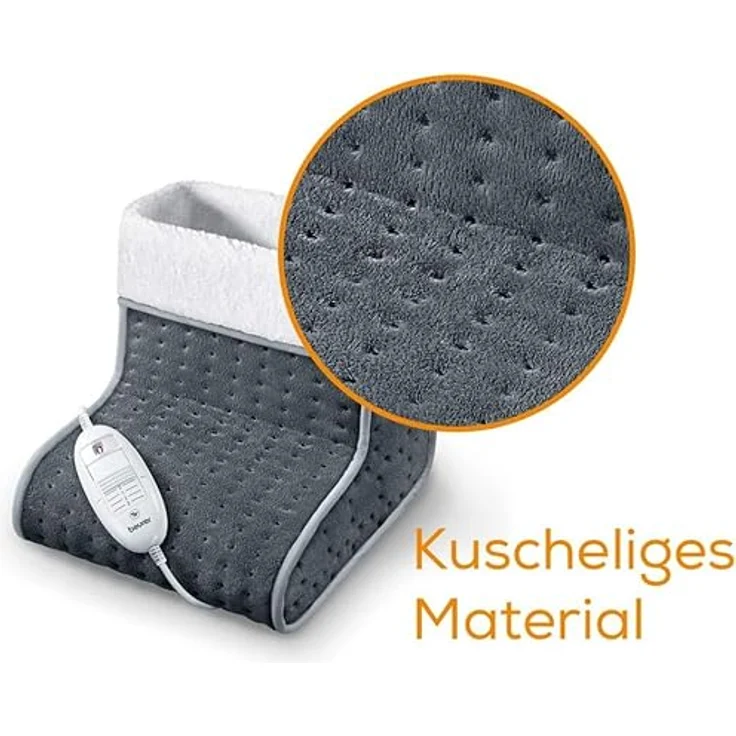 Beurer FW 20 Cosy Fußwärmer, elektrische Fußheizung mit 3 Temperaturstufen und Abschaltautomatik, Maschinenwaschbar, grau – Bild 4