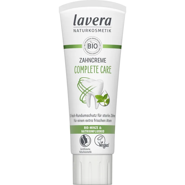 lavera Zahncreme Complete Care, 75 ml, mit Fluorid für optimale Zahnpflege und minzige Frische