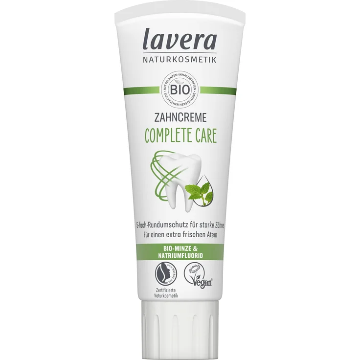 lavera Zahncreme Complete Care, 75 ml, mit Fluorid für optimale Zahnpflege und minzige Frische