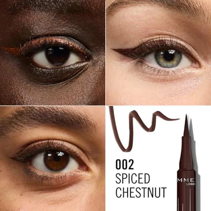 Rimmel Wonder'Ink 002 Spiced Chestnut Eyeliner, Präziser, hochpigmentierter Eyeliner mit mattem Finish, wasserfest und den ganzen Tag haltbar, 1 ml – Bild 2