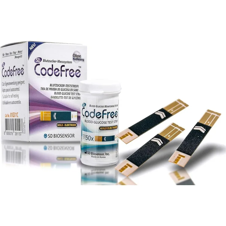 CodeFree Blutzuckermessgerät, Vorteilspack mit 60 Blutzuckerteststreifen und 110 Blutlanzetten, effizient und kostengünstig für Diabetes-Management