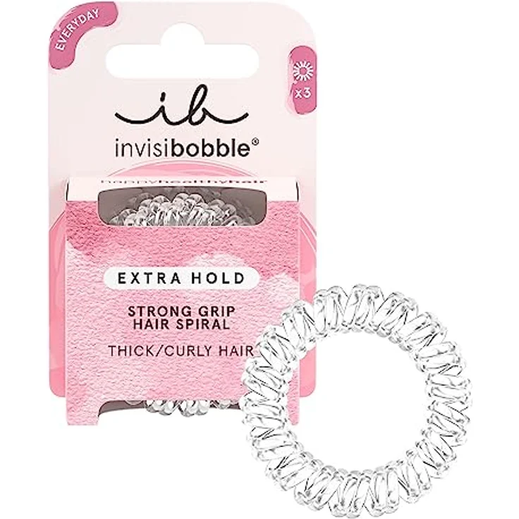 invisibobble Extra Hold Haargummis Mini Crystal Clear I Rutschfeste 3x transparente Haargummis Dickes Haar I das Original, designed im Herzen Münchens – Bild 1