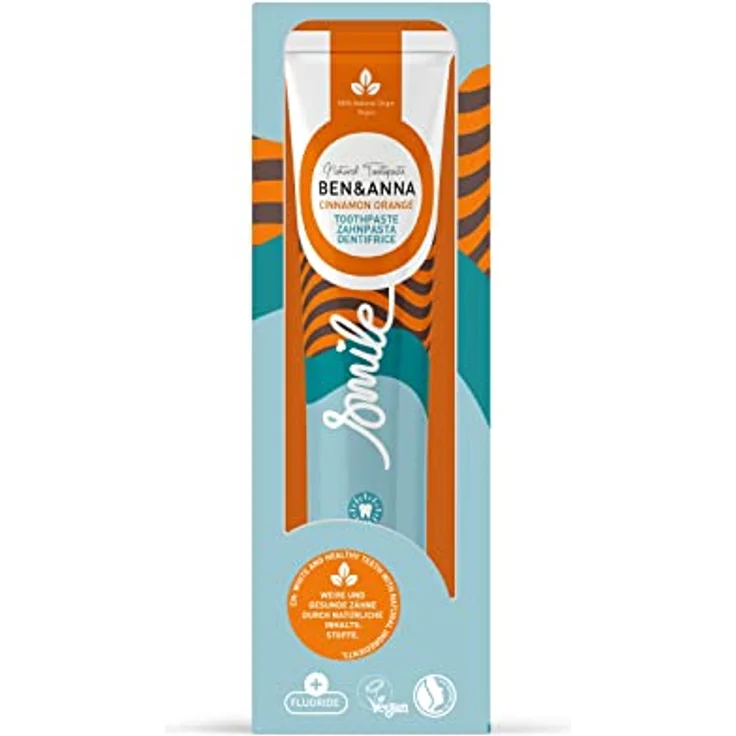 Ben & Anna Natürliche Zahnpasta mit nachhaltiger Verpackung (75 ml, Zimt/Orange) - Vegan, ohne Tierversuche, 100% natürliche Inhaltsstoffe – Bild 2