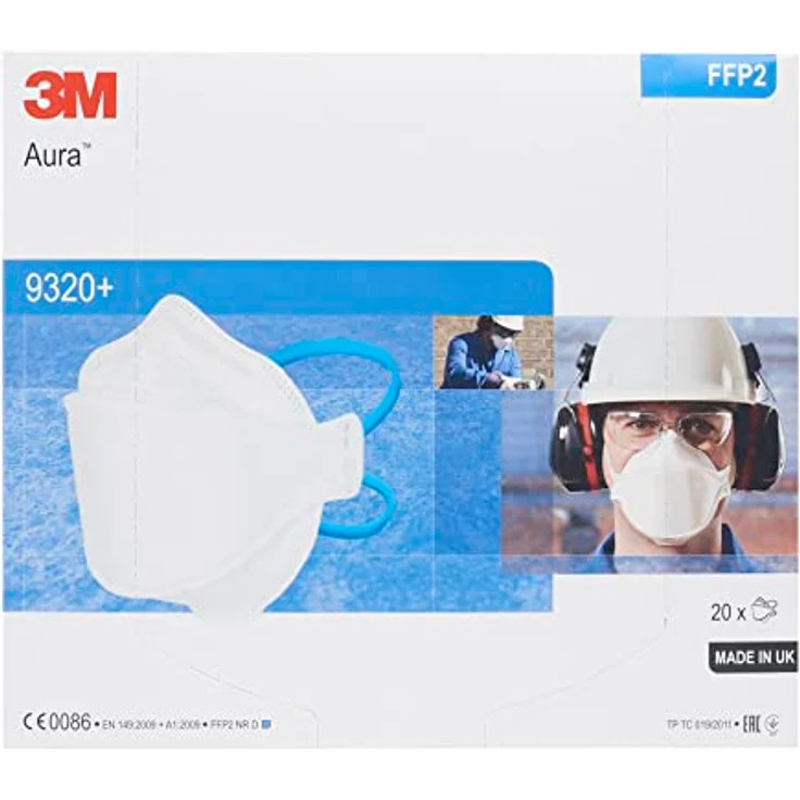 3M Aura 9320+ FFP2 20 Stück, Faltmaske, 3-teiliges Design für Tragekomfort und problemloses Sprechen – Bild 7