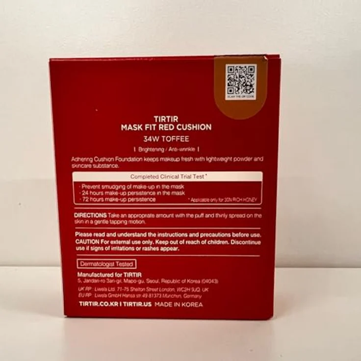 TIRTIR Mask Fit Red Cushion, langanhaltendes Make-up im Schwämmchen, Farbton 34W Toffee, 18 g – Bild 4