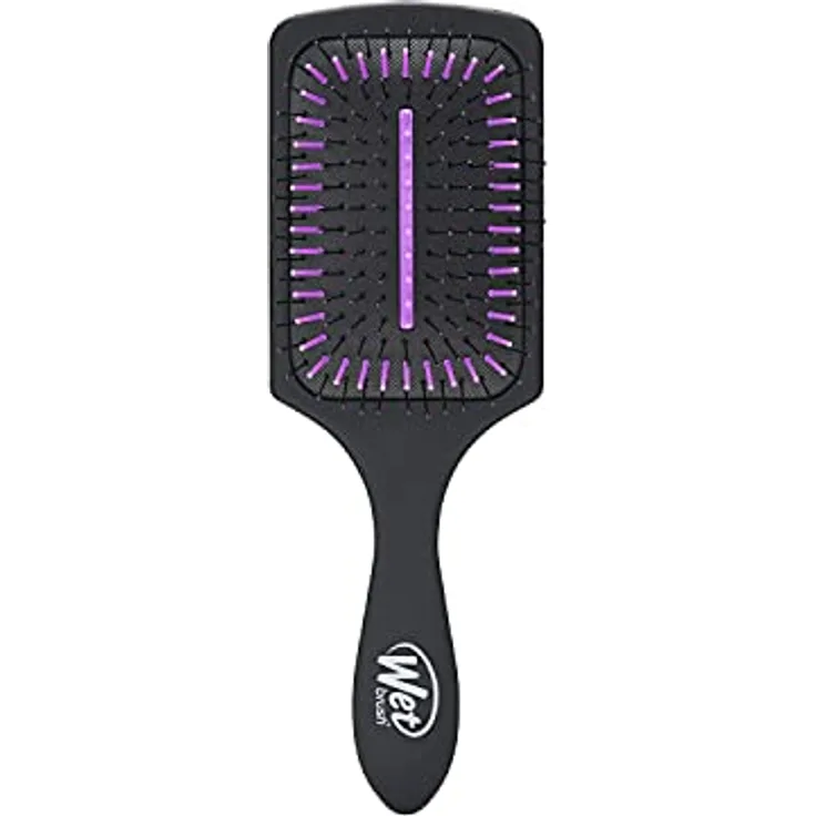 WetBrush Paddle Detangler, Haarbürste mit HeatFlex Borsten und Aquavents, geeignet für alle Haartypen, infiziert mit Aktivkohle, Schwarz