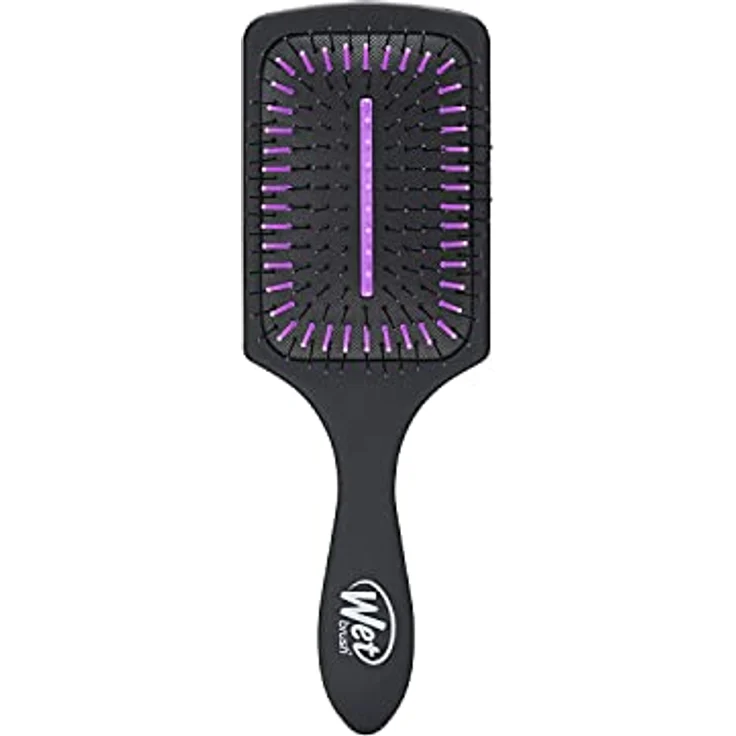 WetBrush Paddle Detangler, Haarbürste mit HeatFlex Borsten und Aquavents, geeignet für alle Haartypen, infiziert mit Aktivkohle, Schwarz – Bild 1