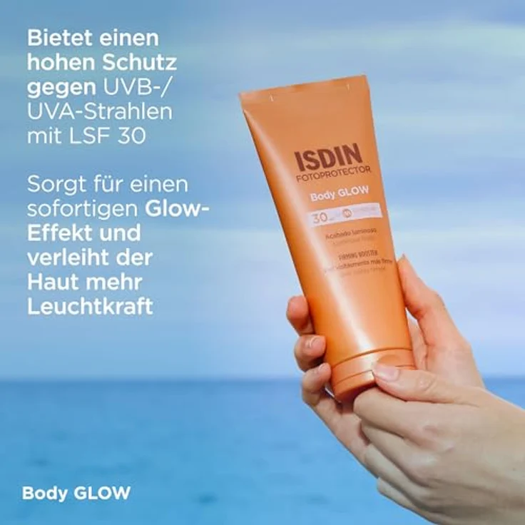 ISDIN Fotoprotector Body Glow Creme LSF 30, 200 ml mit straffender Wirkung und Sofort Glow-Effekt – Bild 3