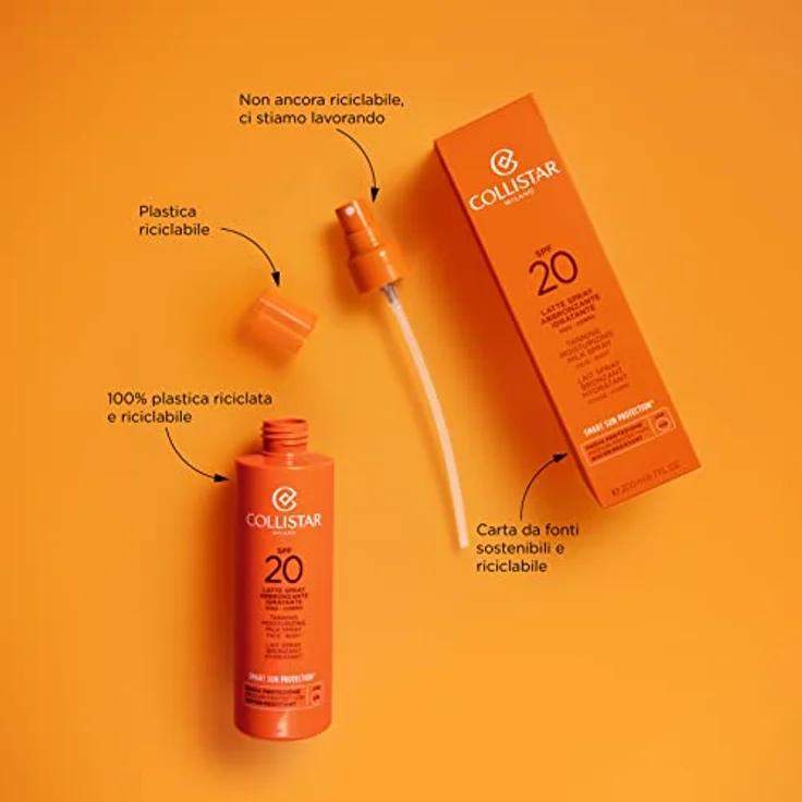 Collistar Smart Sun Protection Tanning Moisturizing Milk Spray SPF20 Sonnenspray für Körper und Gesicht 200 ml – Bild 3
