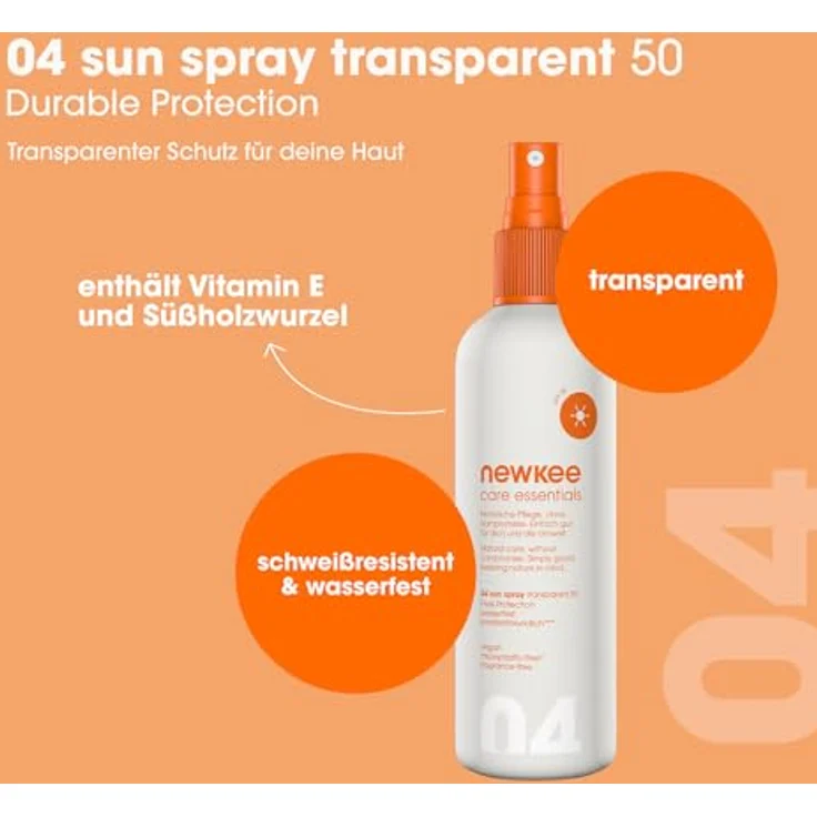 newkee Sonnenspray LSF 50 (150ml), Wasserfestes Sonnencreme Spray, entwickelt von Manuel Neuer & Angelique Kerber, für optimalen Hautschutz bei Sportaktivitäten – Bild 2