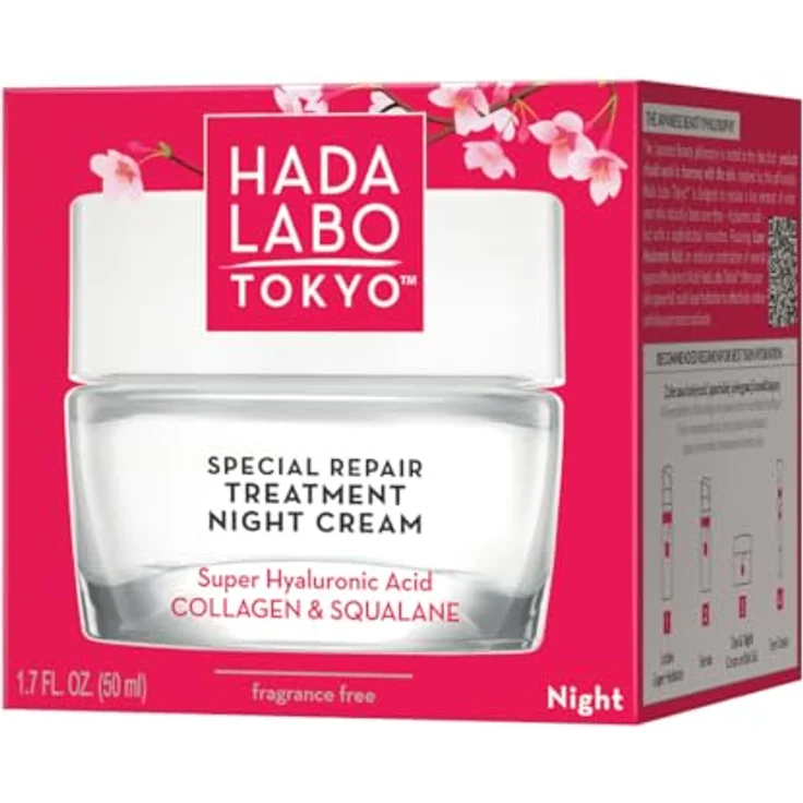 Hada Labo Tokyo Red Nachtcreme 40+, regenerierende Anti-Aging-Gesichtscreme mit Hyaluronsäure, Squalan und Kollagen, 50 ml – Bild 2
