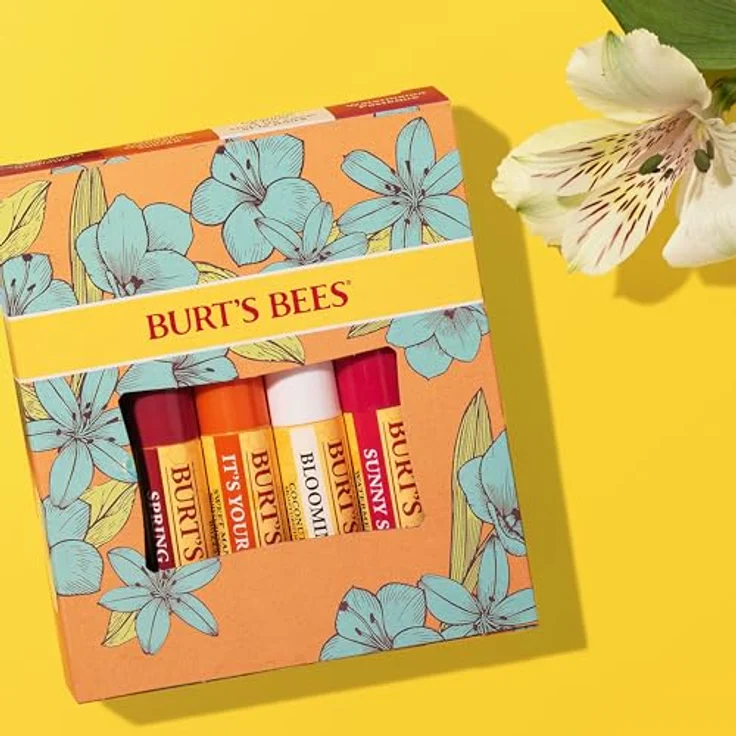 Burt's Bees Lippenbalsam-Geschenkset, 4 feuchtigkeitsspendende Lippenbalsame in Granatapfel, Kokosnuss und Birne, Süße Mandarine, 4 x 4,25 g, Limited Edition Geschenkbox – Bild 3