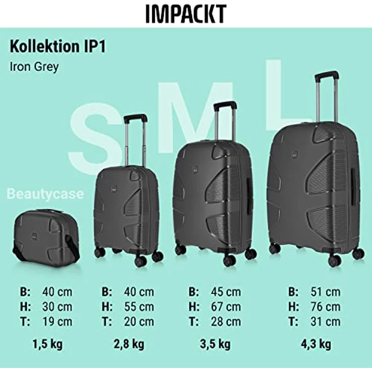 IMPACKT IP1 Handgepäck Kosmetikkoffer aus recyceltem Material mit 6 Jahren Garantie; nachhaltiges Beautycase mit Aufsteckfunktion; 40 cm, 1,5 kg, 22 Liter – Bild 5