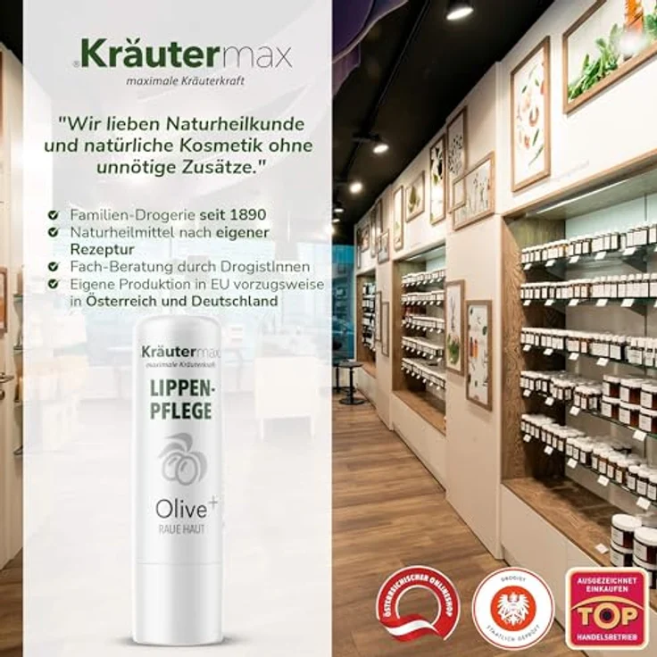 Kräutermax Olive Lippen Balsam, 3,5 g, schützt und regeneriert, ohne synthetische Farbstoffe, Parabene und Silikonöle – Bild 5