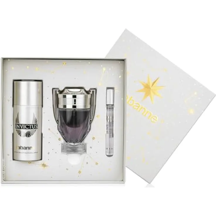 Paco Rabanne Invictus Eau de Toilette Set, 100ml EDT + 150ml Deo Spray + 10ml Travel Spray, Herren-Duftset