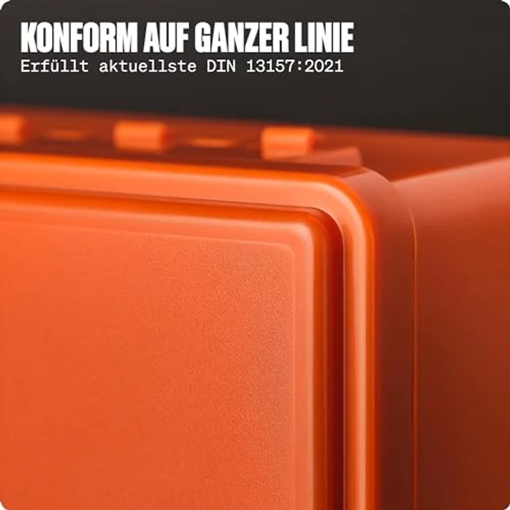 Werkstein Erste-Hilfe-Koffer DIN 13157:2021 Small - Wandhalterung, 3x Aufkleber, Gesichtsmasken & Feuchttücher - Orange – Bild 5