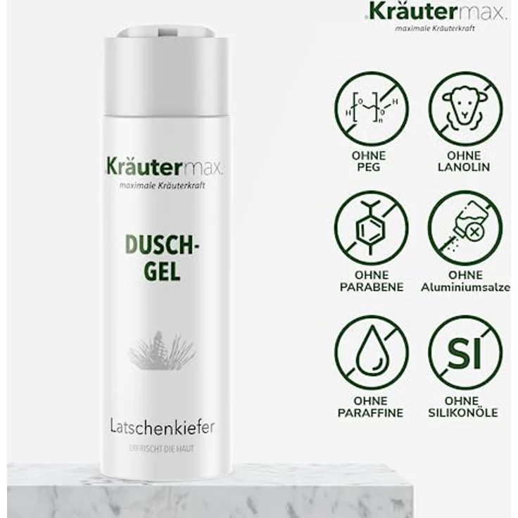 Kräutermax Latschenkiefer Duschgel mit Latschenkieferöl Duft 1x 250 ml – Bild 2