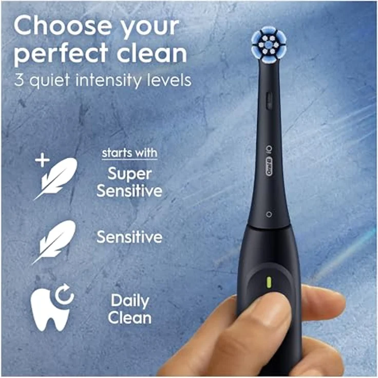 Oral-B iO 2 elektrische Zahnbürste, schwarz, 3 Reinigungsmodi, sanft für das Zahnfleisch, weiche Bürste, Zubehör, Ersatzbürste, Ladegerät – Bild 6
