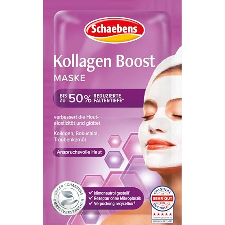 Schaebens Kollagen Boost Maske, Gesichtsmaske für anspruchsvolle Haut, 2x5 ml – Bild 1
