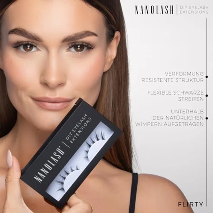 NANOLASH Flirty Wimpern, falsche Wimpern für Wimpernverlängerung, 36 Segmente in 10 mm, 12 mm und 14 mm – Bild 6