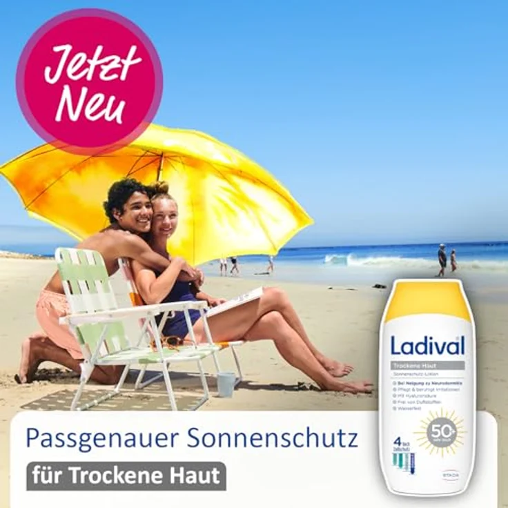 Ladival Sonnenschutz Lotion LSF 50+ für trockene Haut, beruhigend mit Hyaluronsäure, 4-fach Zellschutz, wasserfest, 200ml – Bild 3
