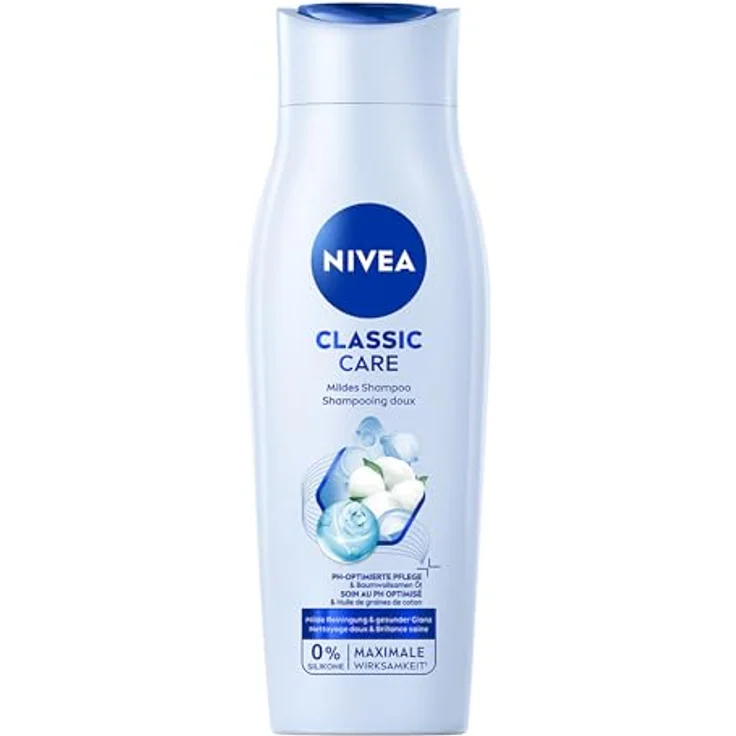 NIVEA Classic Care Shampoo, 250 ml, pflegendes Haarshampoo mit Baumwollsamen-Öl für gesunden Glanz, sanfte Reinigung – Bild 1
