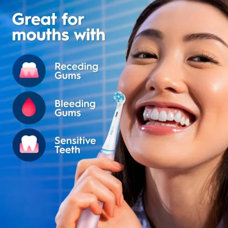 Braun Oral-B iO Series 3, Elektrische Zahnbürste in Blush Pink mit Drucksensor und 3 Reinigungsmodi, inkl. Reiseetui Set – Bild 5