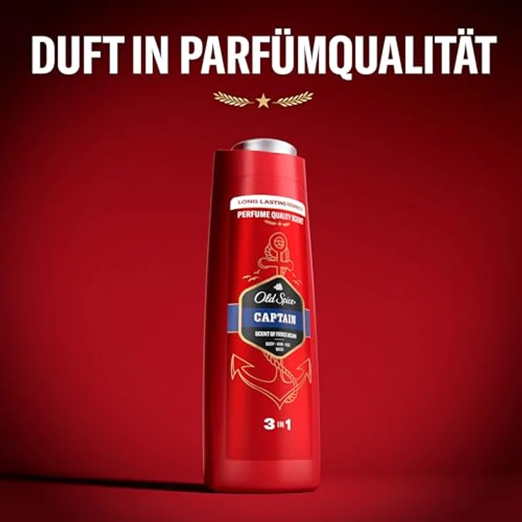 Old Spice Captain 3-in-1 Duschgel & Shampoo für Männer (250 ml), lang anhaltend Frisch, Zitrone, Sandelholz und Seeluft – Bild 3