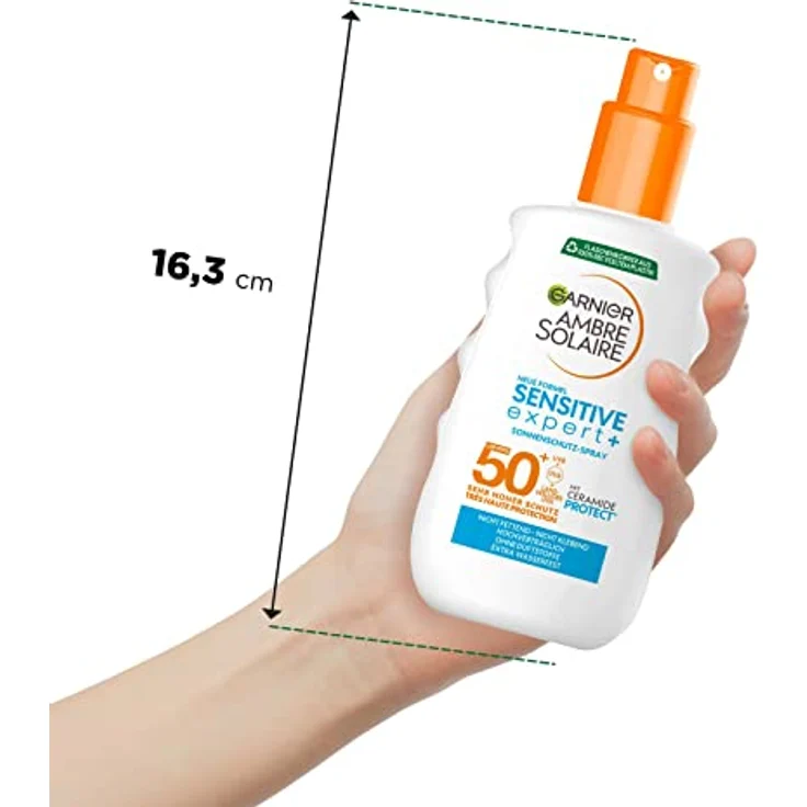 Garnier Sonnenschutz-Spray mit LSF 50+, Wasserfestes und rückstandsloses Spray für empfindliche Haut, Ambre Solaire Sensitive expert+, 1 x 150 ml – Bild 5