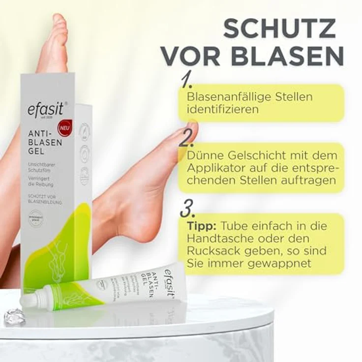 Efasit Anti-Blasen Gel, 17ml - Unsichtbarer Schutzfilm mit Panthenol und Kamille, Made in Germany – Bild 4