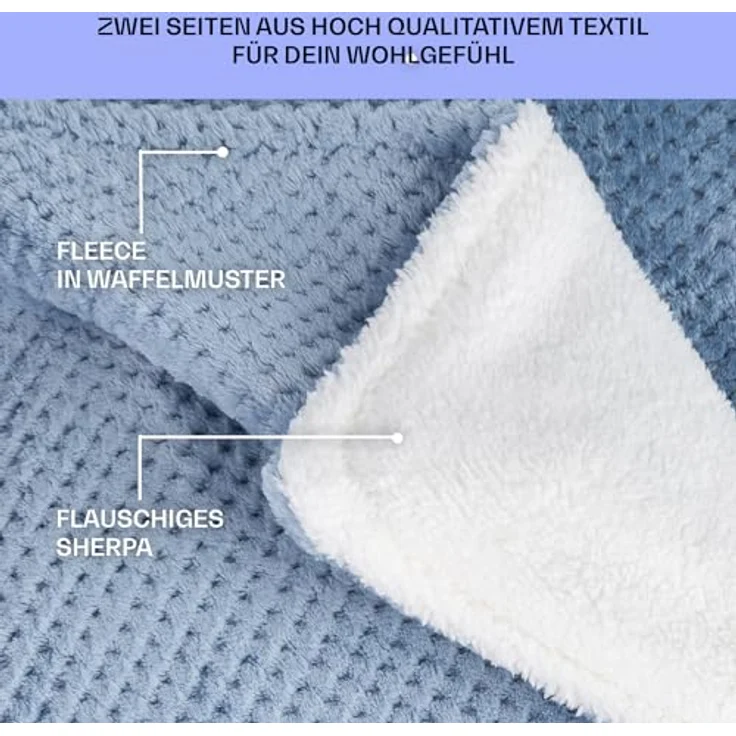 Klarstein Dr. Watson Deluxe XL Heizdecke, 180 x 130 cm, waschbar, 9 Heizstufen, flauschiges Sherpa- und Beibei-Fleece, LED Timer, 160 W – Bild 2
