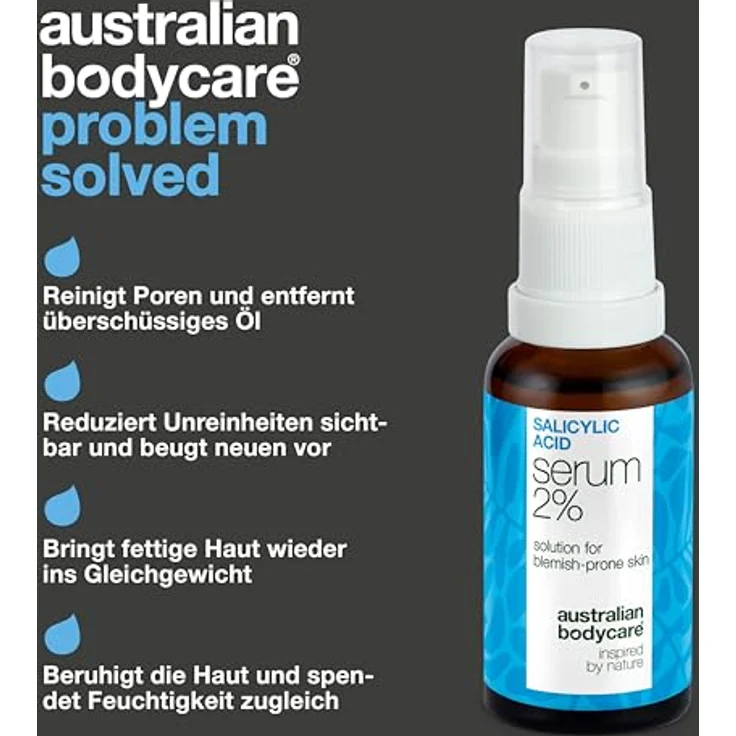 Australian Bodycare Salicylic Acid Serum, Gesichtsserum für fettige und problematische Haut mit 30 ml Salicylsäure, reduzieren Talgproduktion und verfeinern Poren – Bild 3