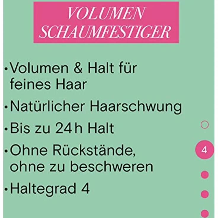 Taft Schaumfestiger Volumen für feines Haar (150 ml) Haltegrad 4, Haarschaum für Volumen und starken Halt, Haarstyling mit 24 Stunden langanhaltendem Halt, vegane Formel – Bild 2