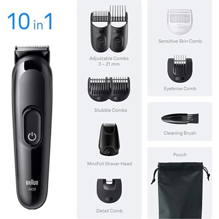 Braun MULTIGROOM AIO3560, 10-in-1 Haarschneider mit 14 Längeneinstellungen, ultrascharfen Klingen und 50 Minuten Akkulaufzeit – Bild 6