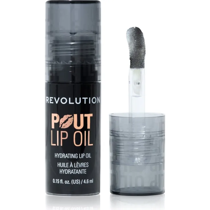 Revolution Pout Lip Lippenöl, feuchtigkeitsspendend, Farbton Midnight Black, 4.6 ml