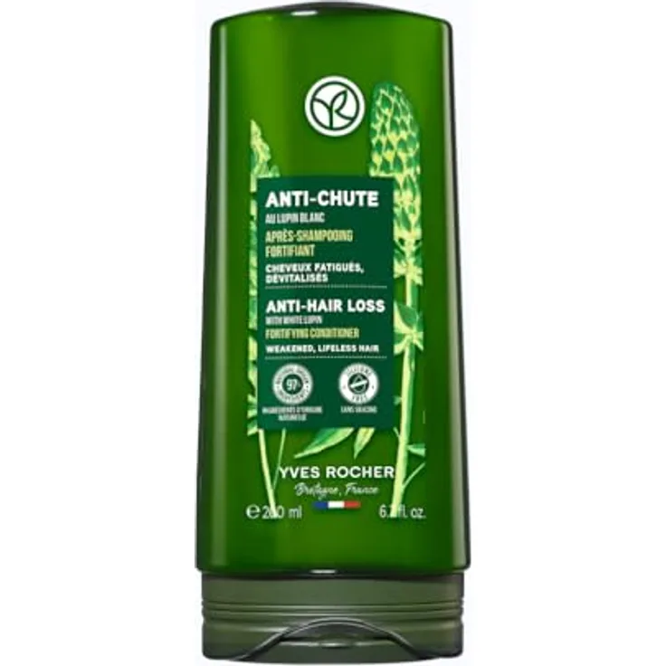 Yves Rocher Anti-Hair Loss Fortifying Conditioner Herren, 200 ml, mit weißer Lupine und Bio-Agave, für kräftigeres Haar