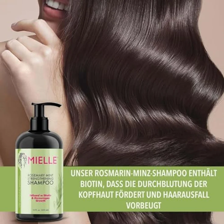 P-Beauty Rosmarin Minze Shampoo, mit Biotin 3x355ml - stärkendes Haarshampoo - Shampoo für Haarwachstumm & Haarausfall - Haarpflege & Kopfhautpflege - Stärkungsshampoo - Schuppenshampoo – Bild 4