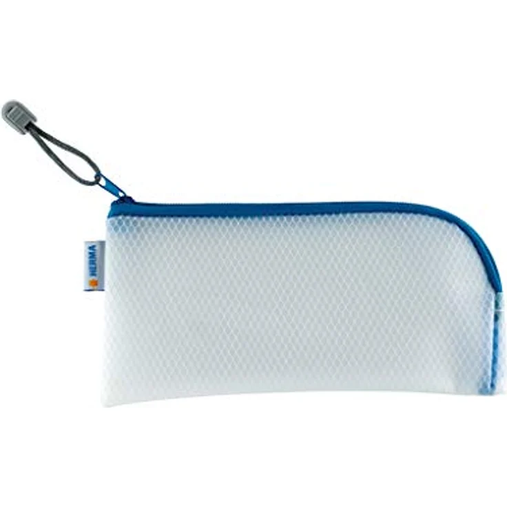 HERMA 20003 Reißverschlusstasche Reiseetui transparent blau, kleine verschließbare Sichttasche mit Zipper, Kulturtasche für Handy, Ladekabel, Kosmetik, Stifte, Schlüssel – Bild 1