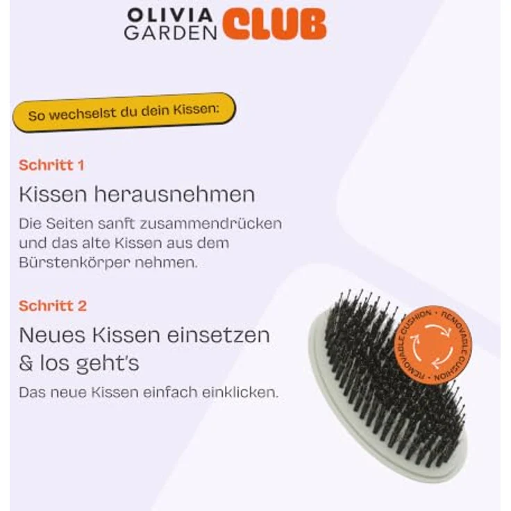 Olivia Garden Club The Reset Wet Detangling Cushion, grüne Paddlebürste mit flexiblen Nylonborsten für glattes und lockiges Haar, nass oder trocken – Bild 4