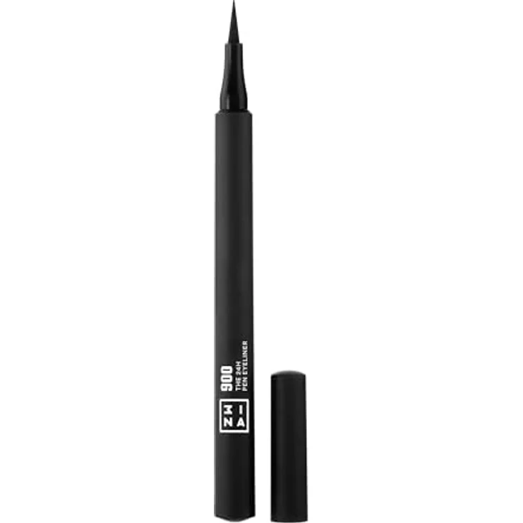 3INA The 24H Pen Eyeliner, lang anhaltender Eyeliner, wasserfest, ultra-dünner Applikator, Farbton 900 Black, 1,2 ml – Bild 1