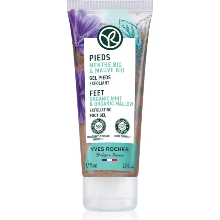 Yves Rocher Pieds Peeling-Gel für Füße, 75 ml, Fußpflege zur Hornhautentfernung und Erfrischung